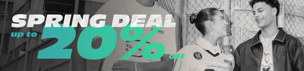 People wearing streetwear clothing with spring deal in it