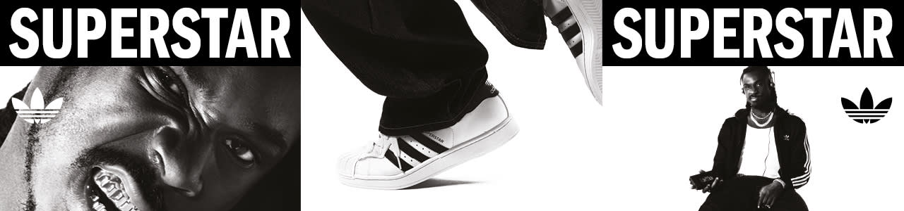 black and white image of athlete Moise Kean wearing black adidas Superstar II sneakers and black adidas tracksuit