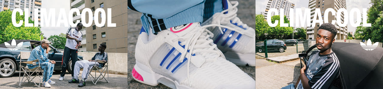 Campaign for Climacool in a stweet focusing on a white Climacool sneaker
