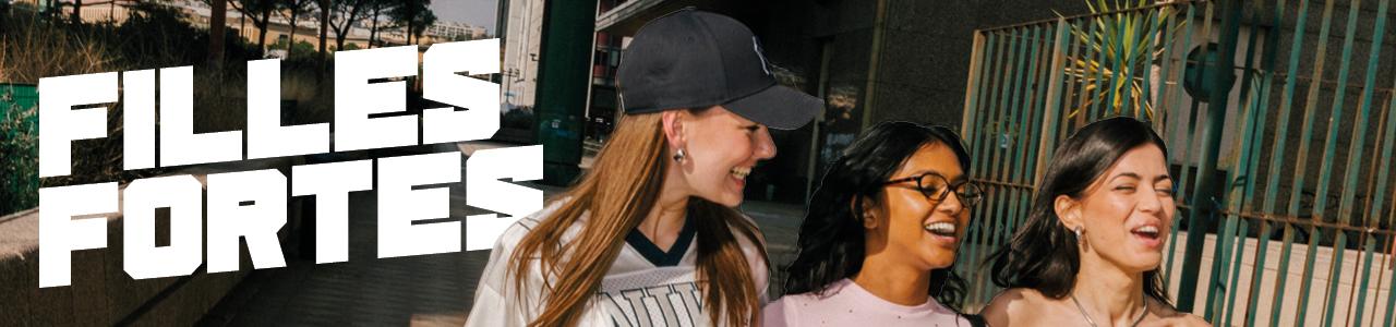 Girls wearing streewear looks with the text 'Bold Girls'