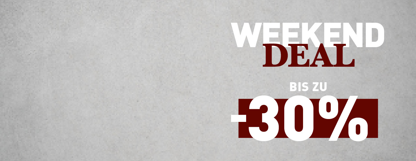 Graphic for a Weekend deal mentioning that is up to 30% off