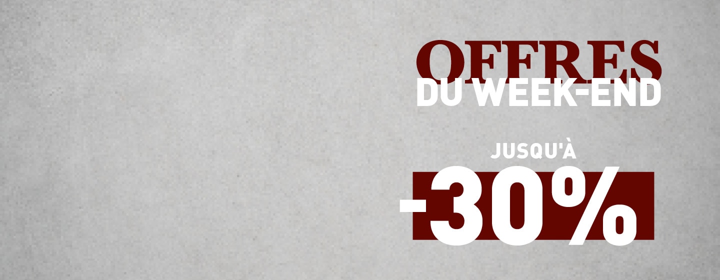 Graphic for a Weekend deal mentioning that is up to 30% off