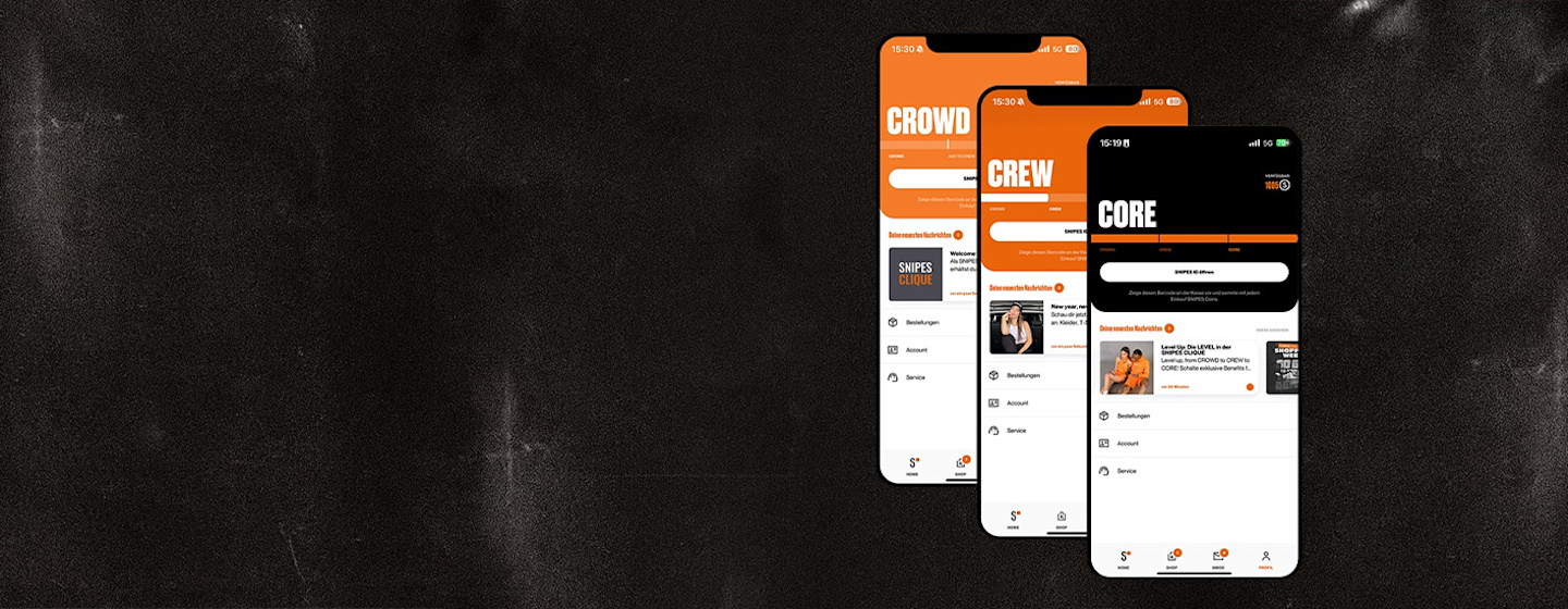 image of smartphone screenshots from the Snipes app