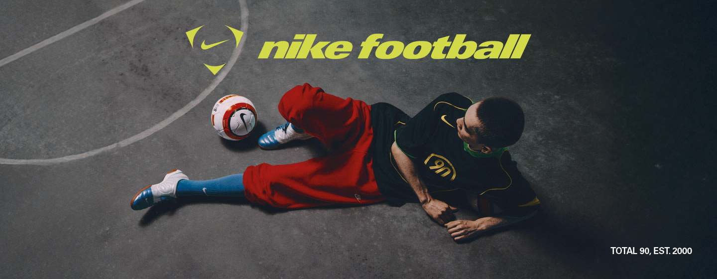 Image of models wearing football inspired streetwear with text nike football