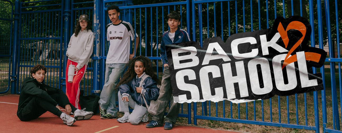 Graphic with two kids dressed sporty with the text back to school