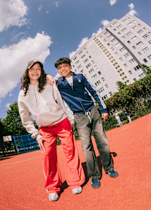 Graphic with two kids dressed sporty for back to school