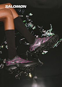 image of Salomon XT-6 Iridescent sneakers in futuristic concrete setting
