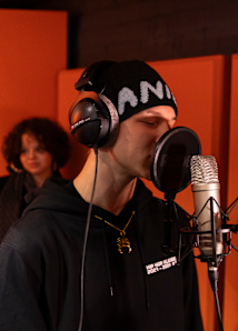 Photo of the basement recording studio from the snipes hiphop class
