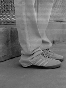 Spring graphic with adidas sneaker blue with white stripes