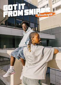 SNIPES french creater Tsuku and female model wearing streetwear clothing