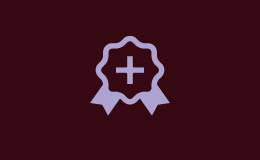 purple ribbon icon on a burgundy background