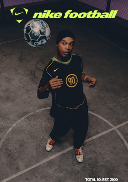 Image of models wearing football inspired streetwear with text nike football