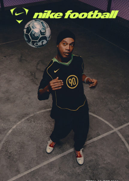 Image of models wearing football inspired streetwear with text nike football