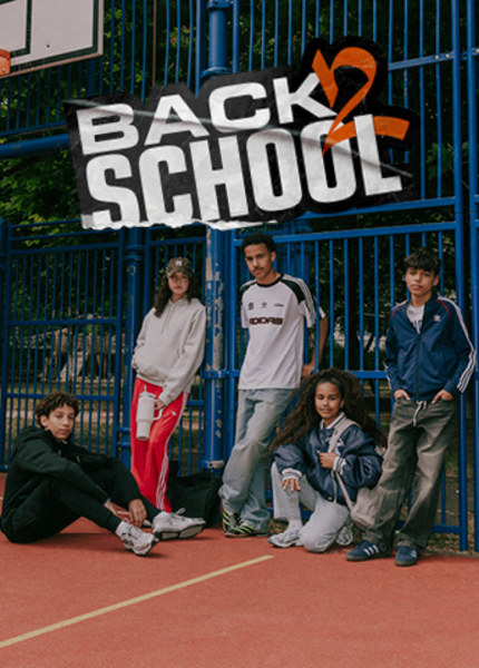 Graphic with two kids dressed sporty with the text back to school