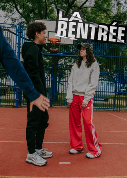 Graphic with two kids dressed sporty with the text back to school