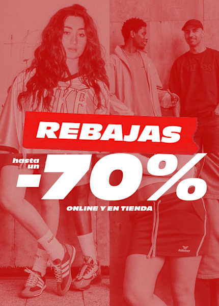 Background with models wearing summer summer clothing and sneakers – text: Sale Up to -70% online and in-store