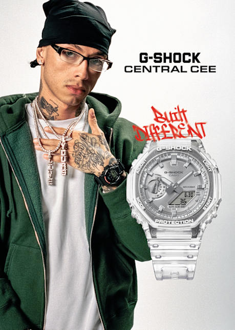 Central Cee campaign with G-shock picturing the rapper showing the watch