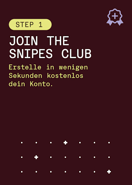 Snipes Club Step One - purple Join the Snipes Club  text on a burgundy background