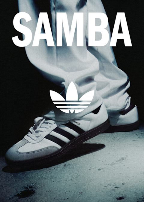 white adidas Samba Sneaker with black stripes