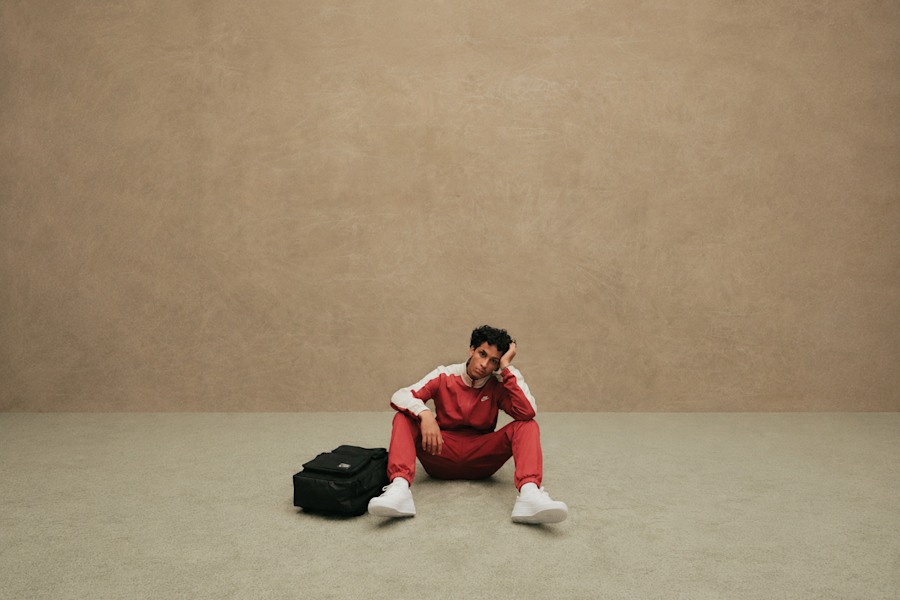 Snipes United by Attitude Bck 2 School Shooting Red Nike Trakcsuit on male model