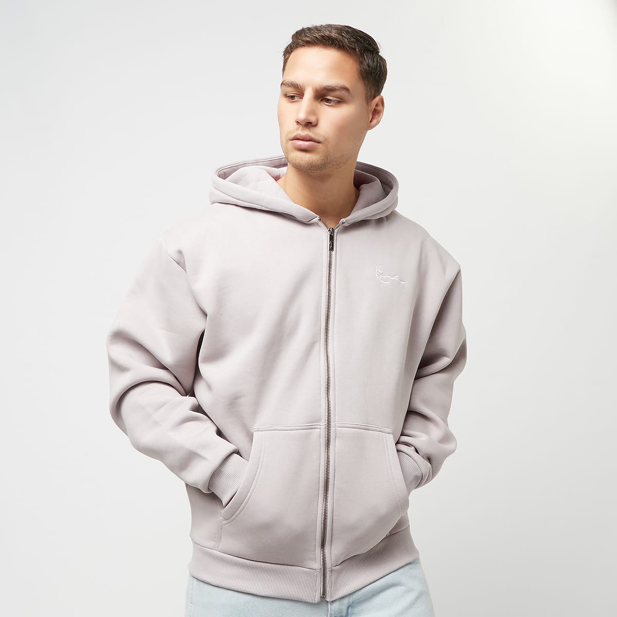Karl Kani Chest Signature Essential Zip Hoodie Hoodies Kleding light grey maat: XXL beschikbare maaten:S M L XL XXL