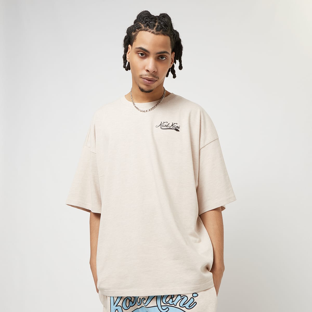 Karl Kani Woven Signature Heavy Jersey Boxy Diner Tee T-Shirts & Polo's in beige formaten: XL