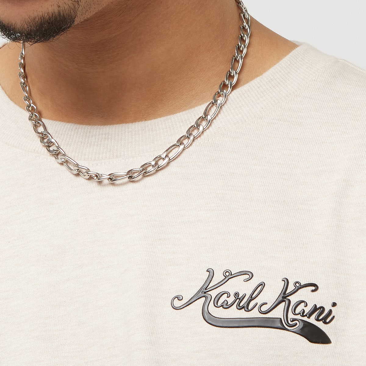 Karl Kani Woven Signature Heavy Jersey Boxy Diner Tee T-Shirts & Polo's in beige formaten: XL