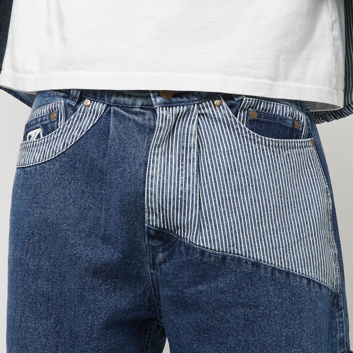 Karl Kani OG Stripe Block Denim Baggy Workwear Pants men Spijkerbroeken blauw Kleding
