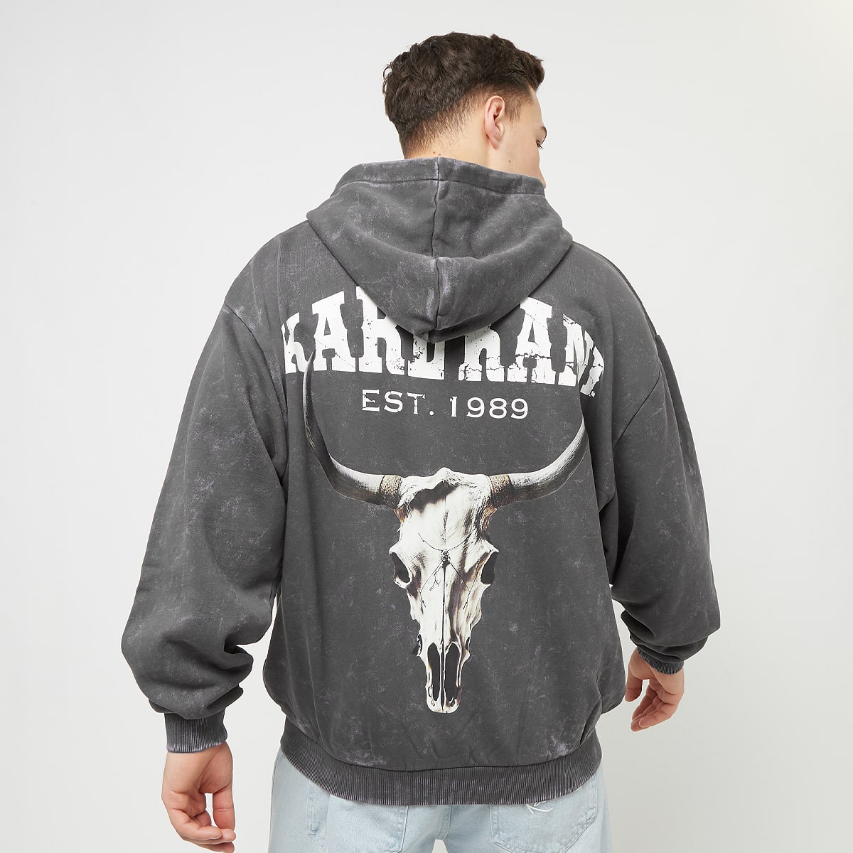 Karl Kani Chest Signature Os Heavy Sweat Full Zip Skull Hoodie Hoodies & Sweaters in grijs formaten: S