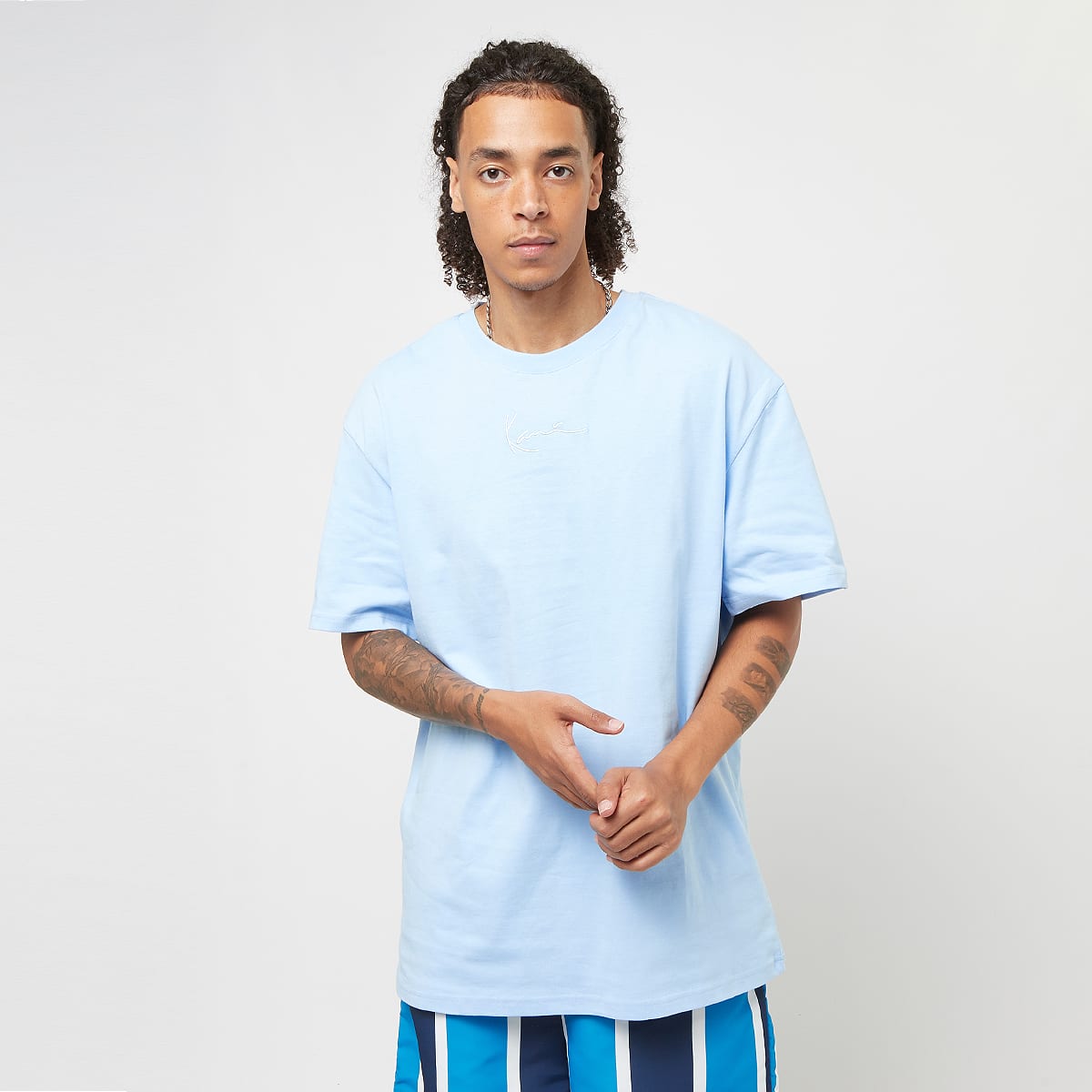 Karl Kani Small Signature Essential Tee men T-Shirts & Polo's blauw Maat S Kleding