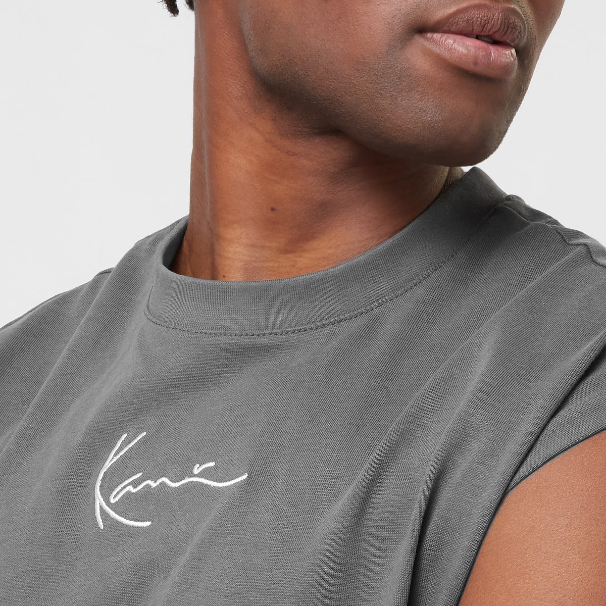 Karl Kani Small Signature Essential Sleeveless Tee men Tanktops grijs Maat S Kleding