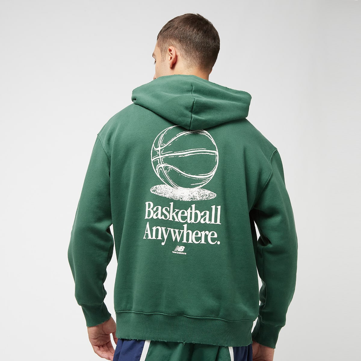 New Balance Hoops Fleece Hoodie Hoodies Heren team forest green maat: L beschikbare maaten:XS S M L