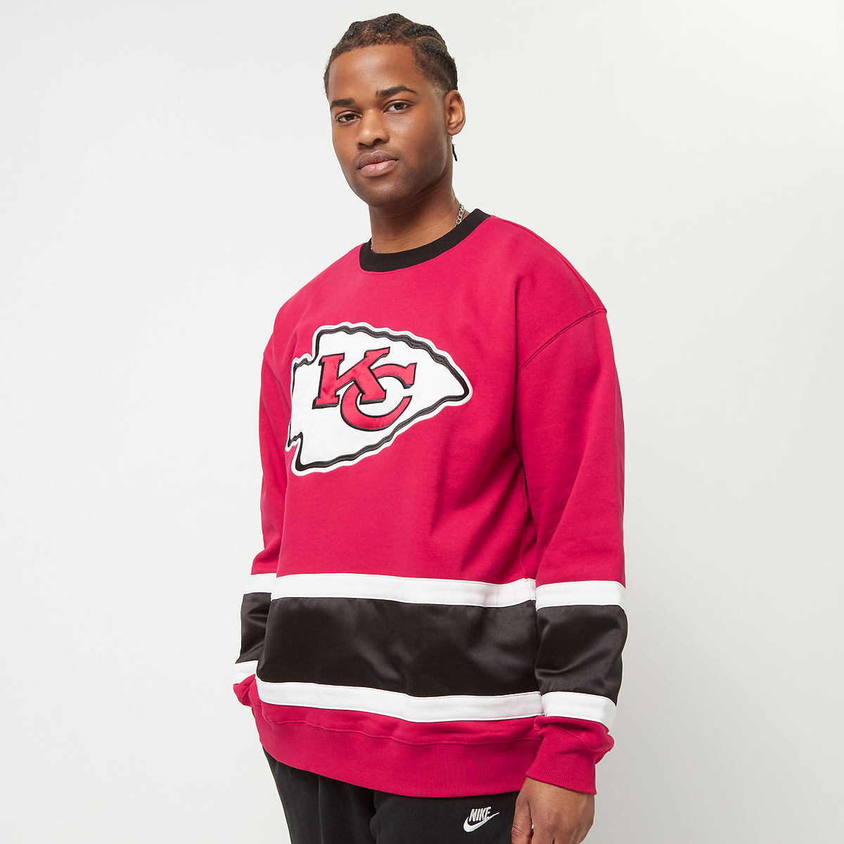 Mitchell & Ness NFL Satin Insert Fleece Crew Kansas City Chiefs men Hoodies Sweaters rood Maat S Kleding