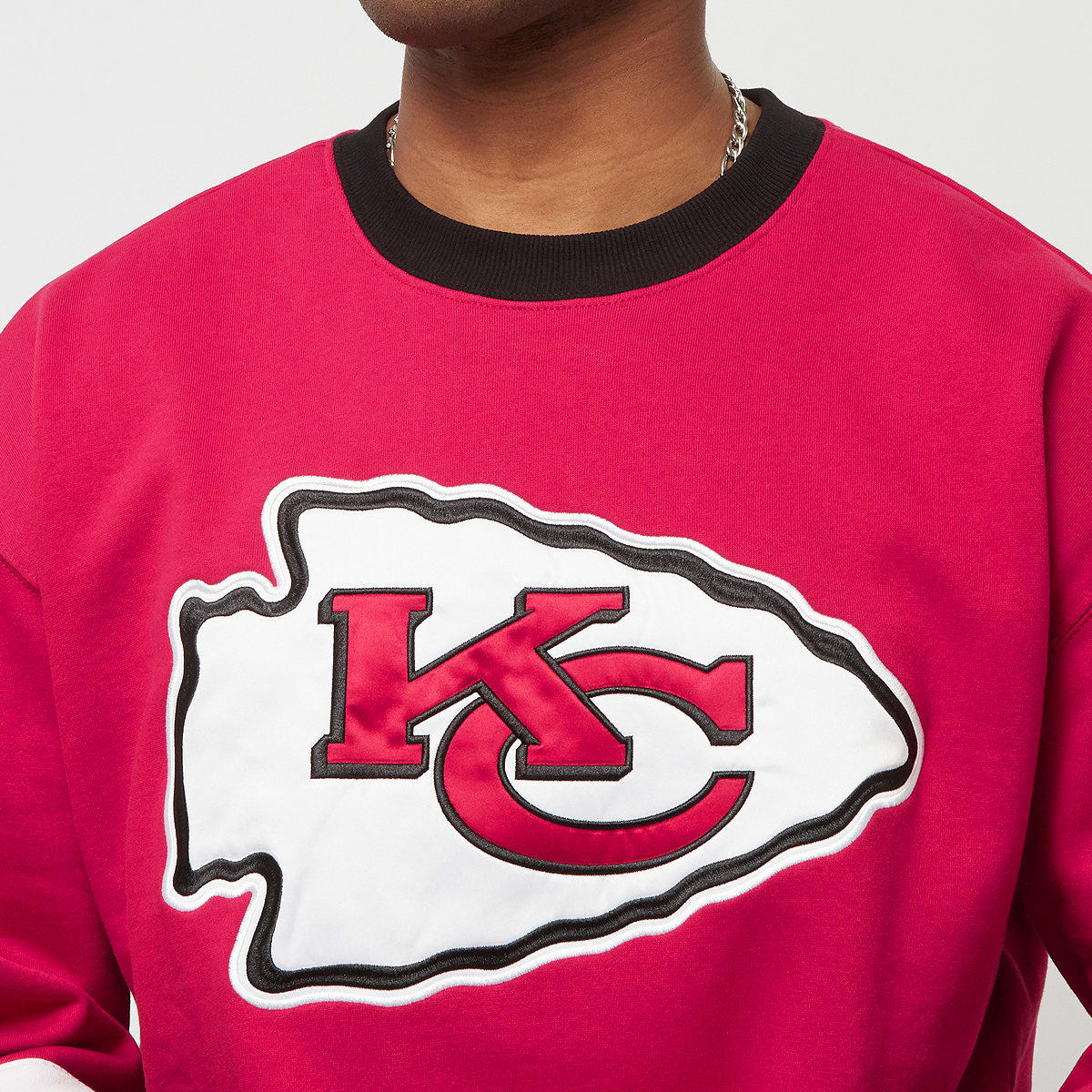 Mitchell & Ness NFL Satin Insert Fleece Crew Kansas City Chiefs men Hoodies Sweaters rood Maat S Kleding