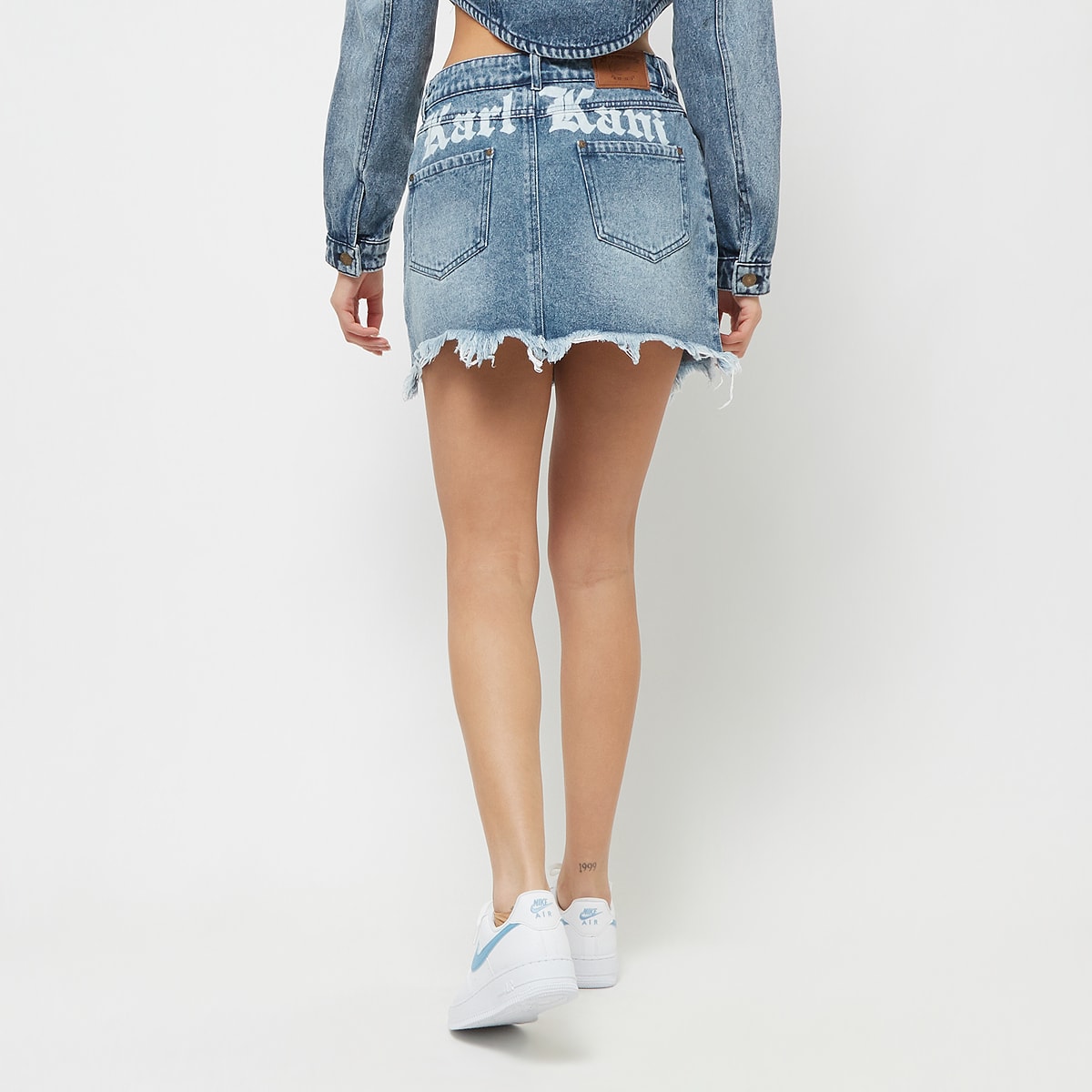 Karl Kani OG Old English Denim Skirt Jurken & Rokken in blauw formaten: XS