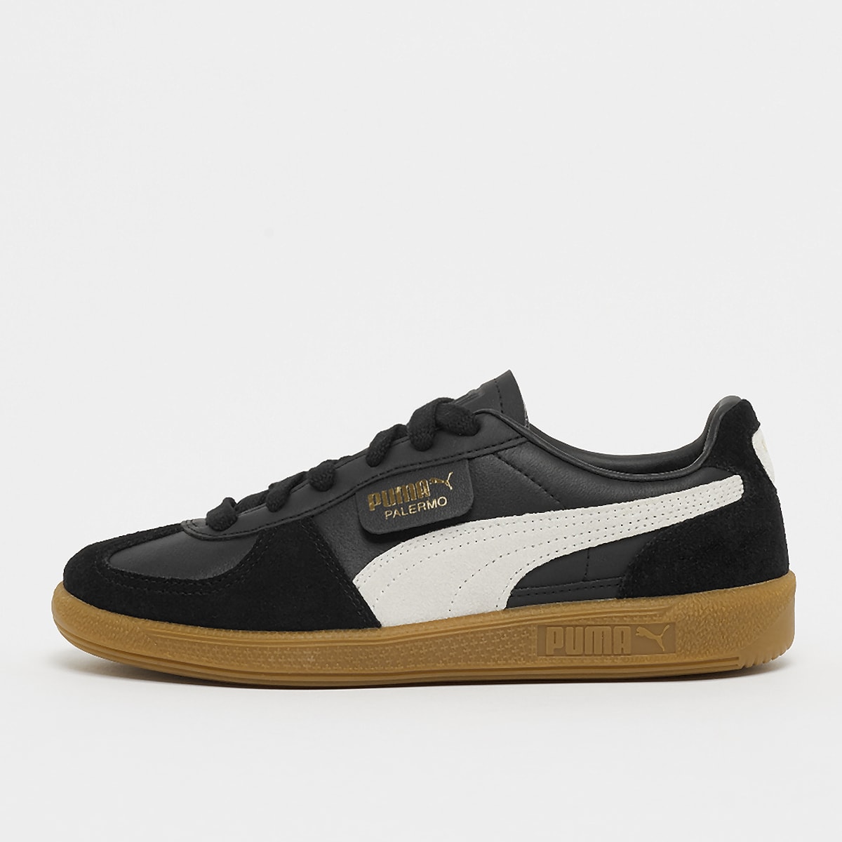 PUMA Palermo Leather Sneakers in Black/Feather Grey/Gum - 396464_03