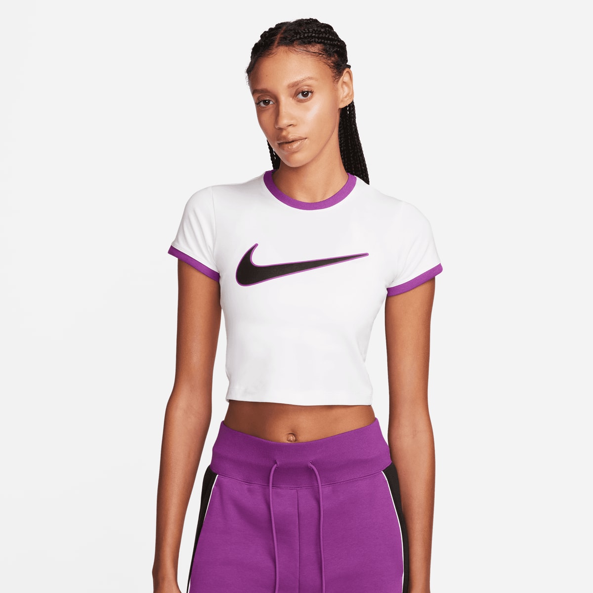 Nike Sportswear Tee Baby Swoosh T-shirts white bold berry maat: XS beschikbare maaten:XS S M L