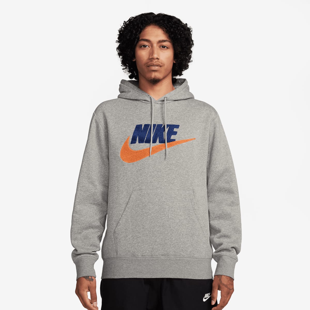 Nike Club Fleece Hoodie Hoodies Heren dk grey heather safety orange maat: XXL beschikbare maaten:S M L XL XXL