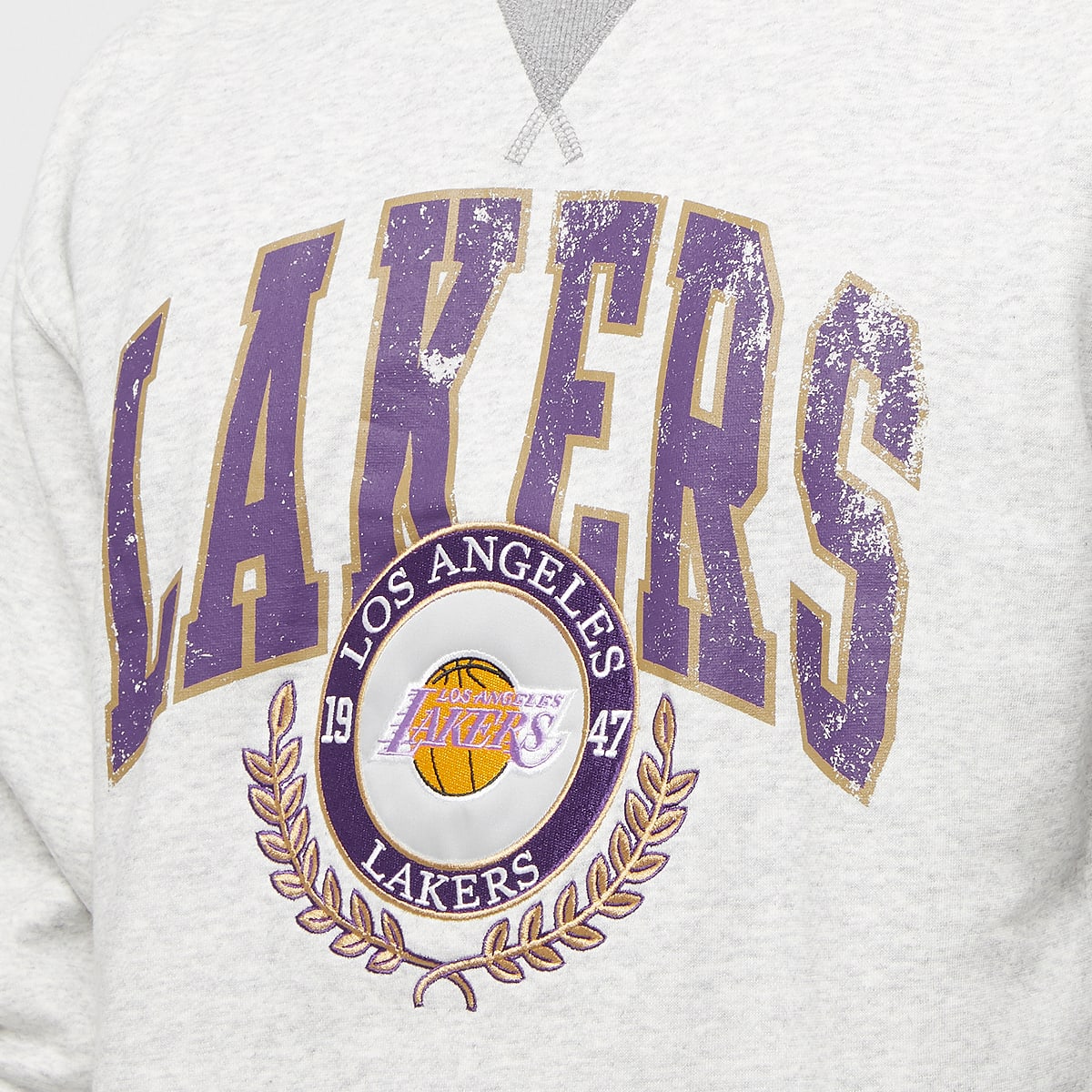 Mitchell & Ness NBA Premium Fleece Crew Los Angeles Lakers Hoodies & Sweaters in grijs formaten: M