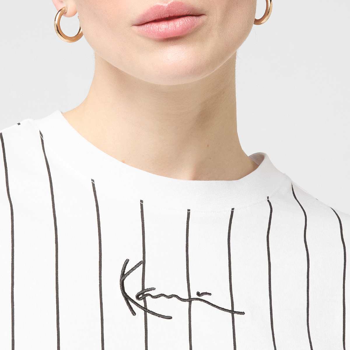 Karl Kani Small Signature Essential Pinstripe Crop Tee women T-Shirts & Polo's wit Maat XS Kleding