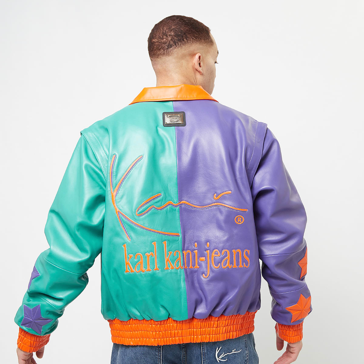 Karl Kani Metal Plate Block Leather College Jacket men jacks multicolor Maat S Kleding