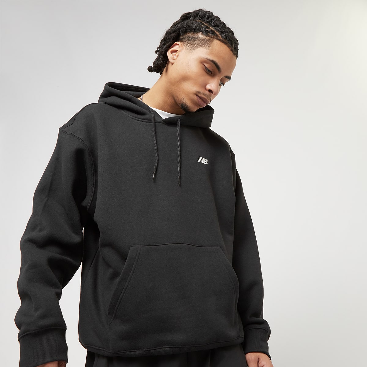 New Balance, Small Logo Brushed Hoodie, black