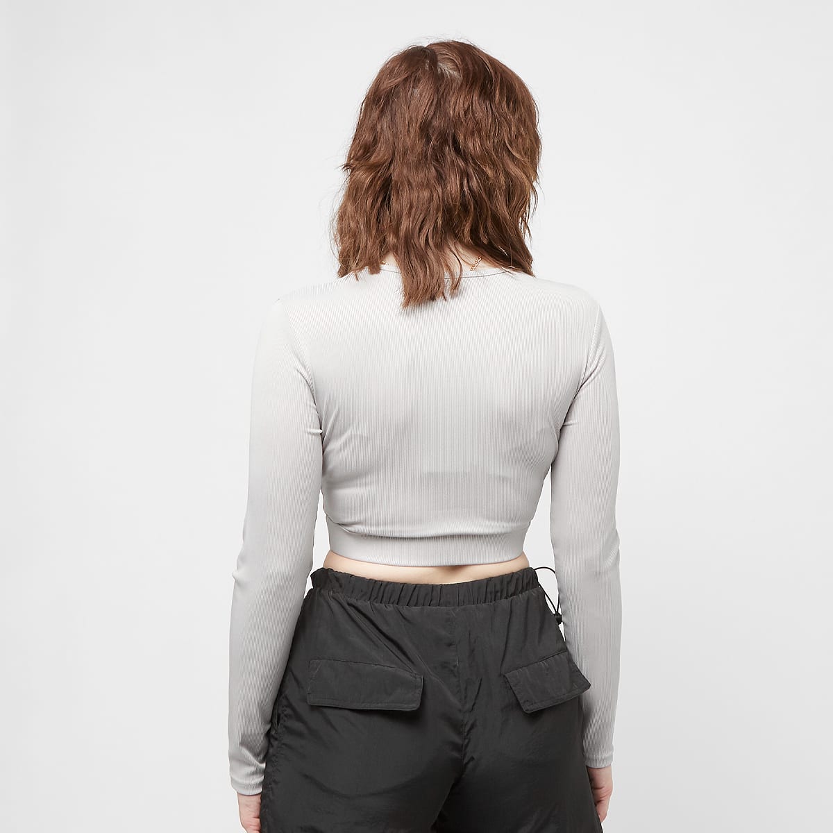 Sixth June Longsleeve V-Neck Crop Top Longsleeves in grijs formaten: XS