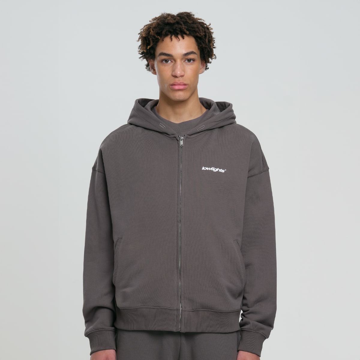 Low Lights Studios Basic Zip Hoodie men Hoodies & Sweaters grijs Maat M Kleding