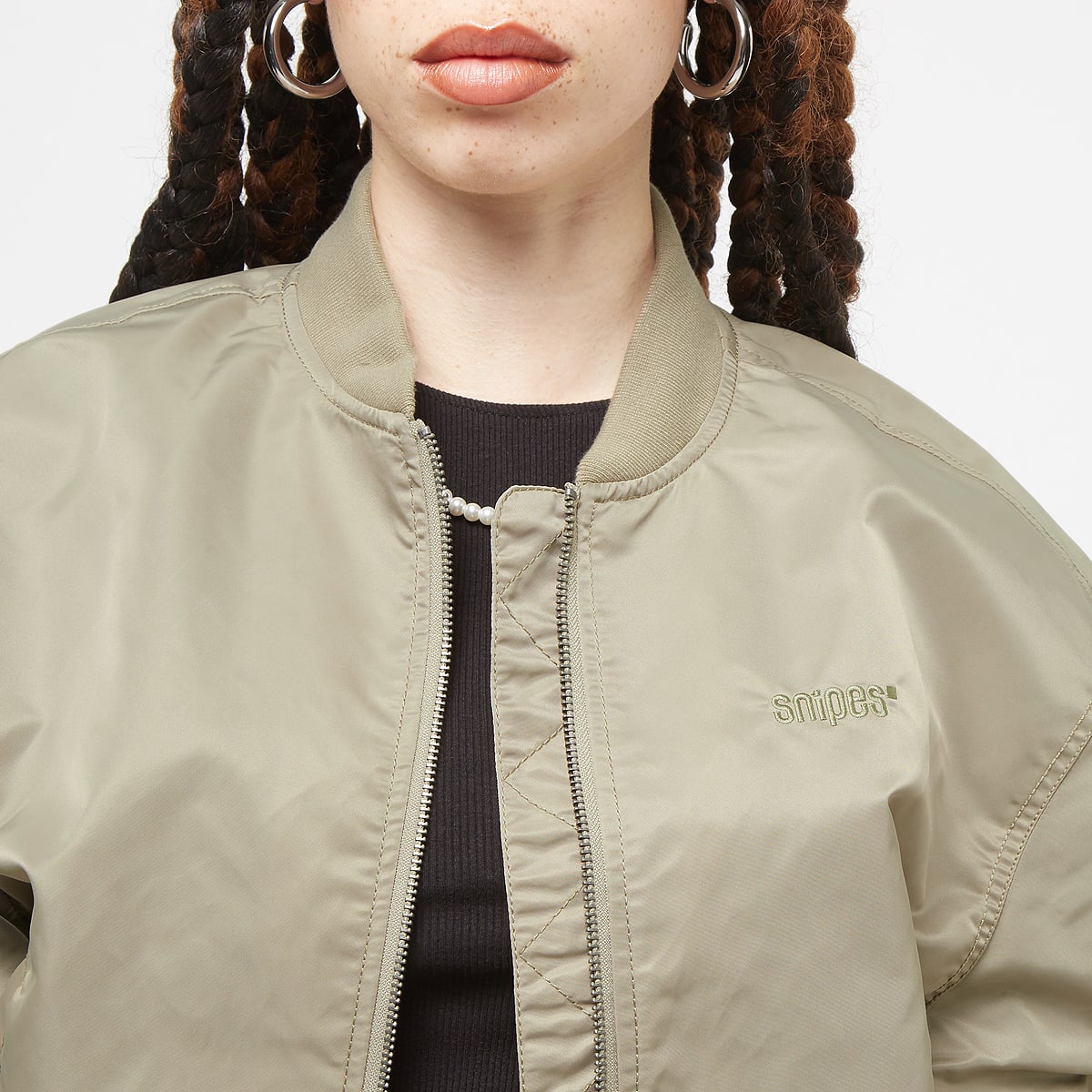 SNIPES Small Logo Padded Cropped Bomber Jacket Bomberjacks in groen formaten: XS