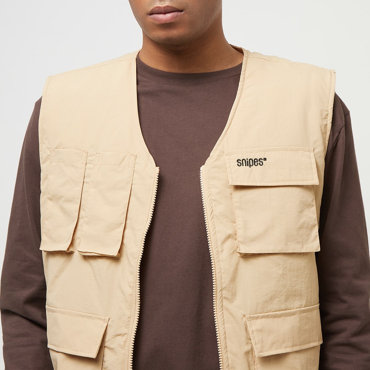 SNIPES Small Logo Multipocket Vest men Bodywarmers beige Maat L Kleding