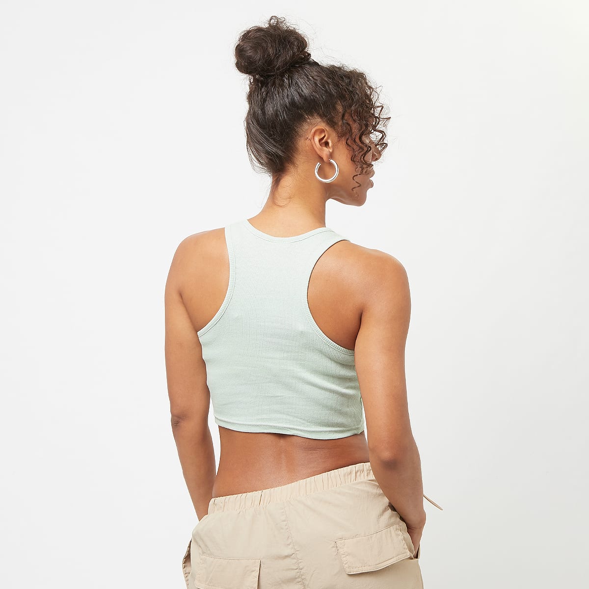 Urban Classics Cropped Rib Top women Tops groen Maat XS Kleding