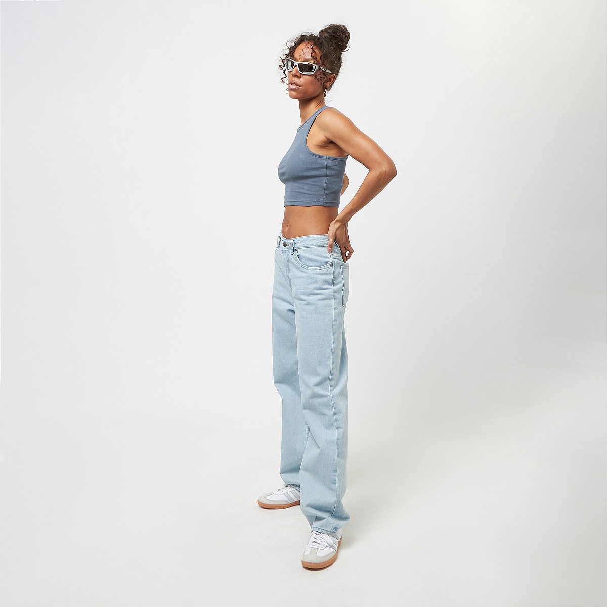 Urban Classics Cropped Rib Top women Tops blauw Maat XS Kleding