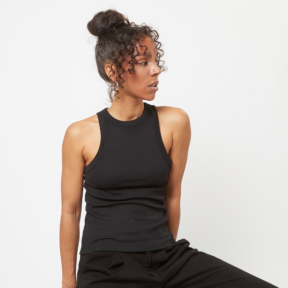 Urban Classics Ladies Racer Back Rib Top Tops Dames black maat: XS beschikbare maaten:XS S M L XL