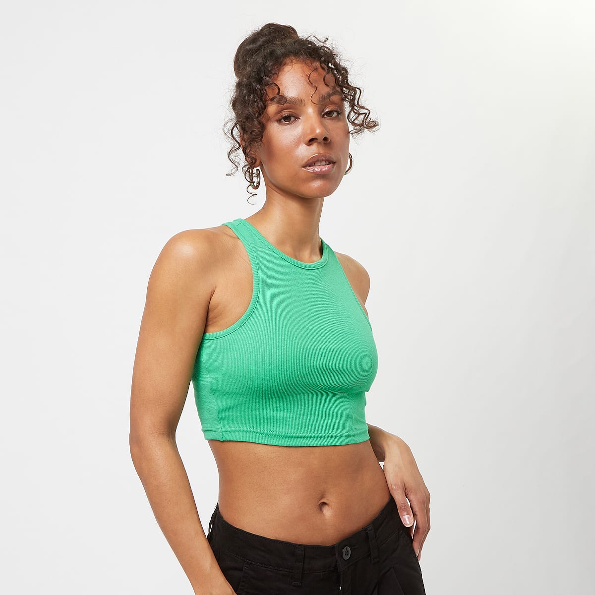 Urban Classics Ladies Cropped Rib Top Tops Dames ferngreen maat: XS beschikbare maaten:XS S M L XL